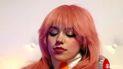 Reproducir Anime Rihanna Black's Intenso en solitario con un juguete rosa