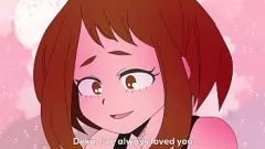 Play Witness Uraraka's passionate love confession leading to a steamy encounter with Midoriya in this uncensored anime hentai porn